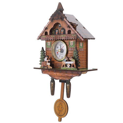 Light brown wooden clock - brown,