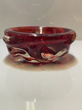 Murano Glass Bowl Mid Century Ruby 