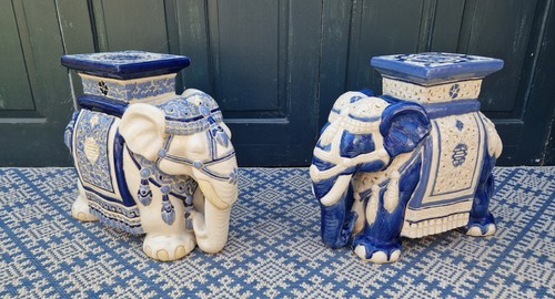 Pair large ceramic elephant - pair,