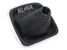 GEAR GAITER FOR FORD KUGA 2 2012-2019 BLACK LEATHER EMBROIDERY GREY