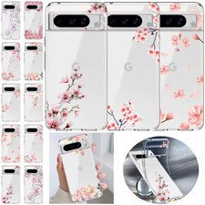 CLEAR CASE Flowers Printed For Google Pixel 8A 7A 7 6 8 Pro Phone Cover TPU Case