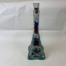 Vintage Glass Eiffel Tower Bottle With Cork 13 1/2” Tall Cork Is Broken Off