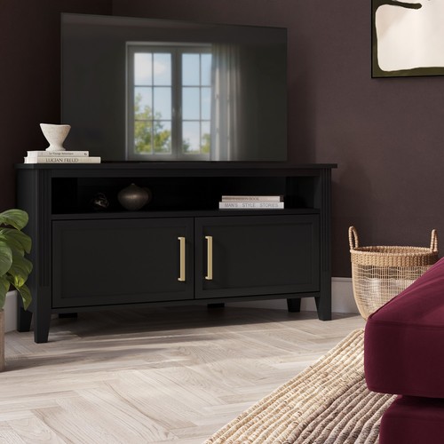 Corner black wooden - black, stand