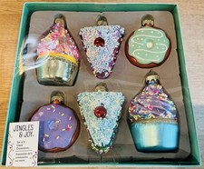 Jingles & Joy Retro Inspired Cupcake Sweet Treat Sprinkles Christmas Baubles X 6