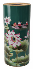 Oriental Chinese Ceramic Porcelain Mandarin Ducks and Lotus Umbrella Stand Pot