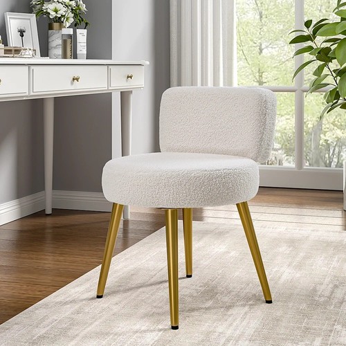Teddy fleece vanity stool - fleece,