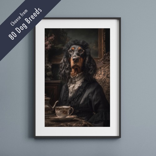 Funny dog tea party print - party, –