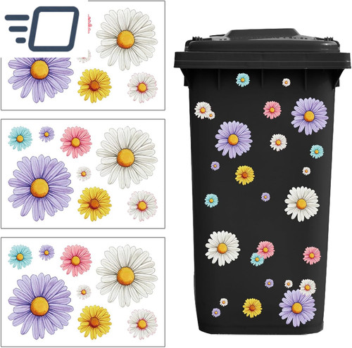 Wheelie bin stickers flowers - wheelie,