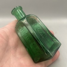 RARER GREEN VICTORIAN POISON BOTTLE VARIENT EMBOSSED SAMPLE OF IZAL DISINFECTANT