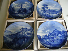 Furstenberg   4  Blue &  White  Christmas 1970 -1975  Boxed  Wall  Plates 9.1/2"