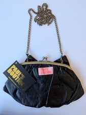 Paul’s Boutique Black Faux-Leather Kiss-Lock Clutch / Crossbody Bag Brand New