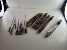 Vtg  Wooden Weaving Textile Loom 6 Shuttles and parts