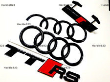 MK3 Audi TTRS Gloss Black Badge Set Front Rear Rings, Grille Badge + Boot Emblem