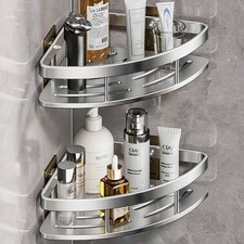 2 Tier No Drilling Bathroom Wall Corner Shelf Rack Shower Caddy Storage Organize
