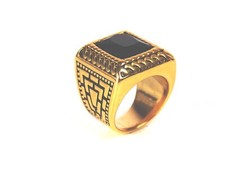 Ring Chunky Black Stone Men