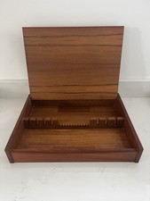 Vintage Jonelle Cutlery Canteen Empty Box Only Wood Teak Made In Denmark MCM