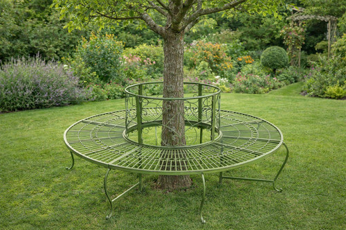Large rustic green tree bench - large,