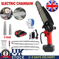 4000W Electric Cordless 6" Chainsaw One-hand Saw Wood Pruning Cutter W/Battery