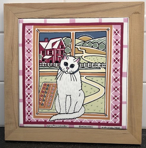 Vintage cat ceramic tile - vintage,