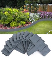 30pc Grey Stone Slab Plastic Garden Border Edging Path Flower Bed Grass Lawn UK