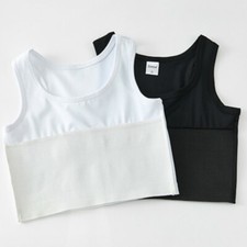 Lesbian Short Chest Binder Women Tomboy Trans Fit Tank Tops Breathable White