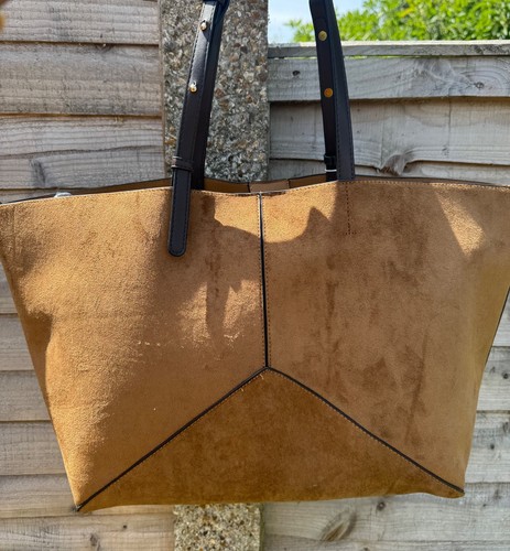 Tan brown suede shopper - brown,