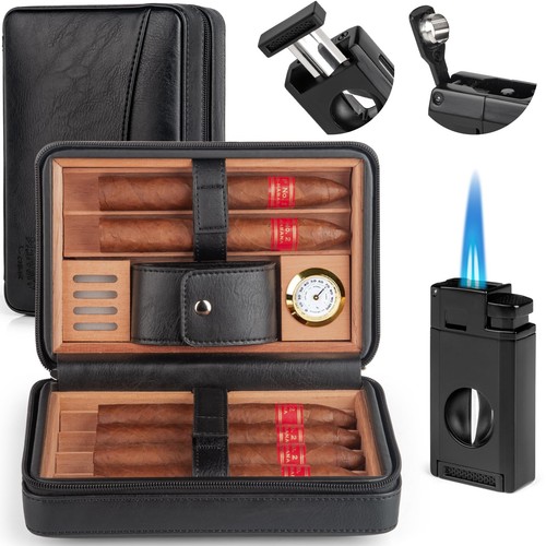 Cigar humidor leather cedar - cigar,