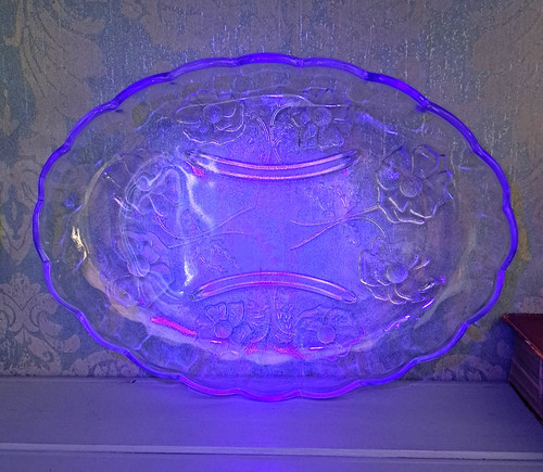 Bagley blue glass dish - glass,
