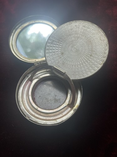 Antique silver powder mirror - silver,