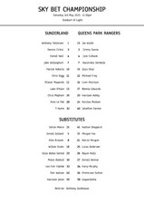 Sunderland vs QPR A4 Teamsheet 3/5/2025 Championship