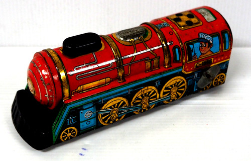 Vintage tin lithograph train - lithograph,