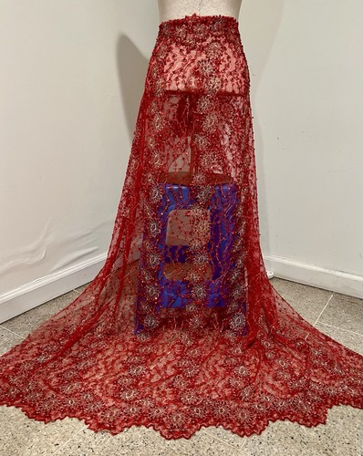 Red gold beaded - red,