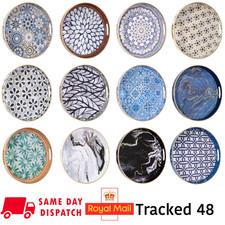 Large Decorative Round Serving Trays Modern Platter with Handles  33cm