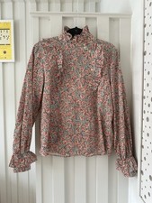 Women’s Aligne Fallyn Frill Placket Bib Floral Blouse Size UK 12 Worn Once