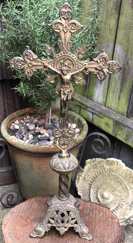 Antique italian crucifix gilt - italian,