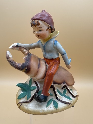 Vintage pixie elf riding stag - riding,