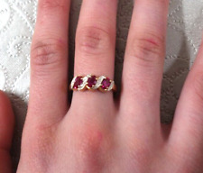9ct gold 3 stone Ruby & Diamond ring red Stones Brand new with tags