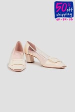 RRP€550 ROGER VIVIER Court Shoes US4.5 UK1.5 EU34.5 Transparent Trim Square Toe