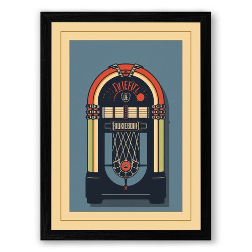 Vintage jukebox retro - jukebox, framed