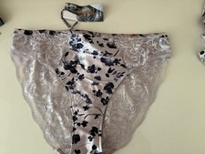 M&S Rosie for Autograph Silk & Lace High Leg Knickers 12 Pebble Silver BNWT