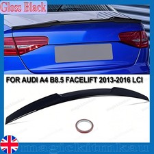 FOR AUDI A4 B8 B8.5 GLOSS BLACK M4 STYLE REAR BOOT SPOILER LIP WING 2013-16 LCI