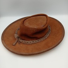 Vintage The Swagman Hat Cowhide Brown Size Small Crocodile Dundee Australia