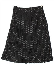 ALEXON Womens Pleated Skirt UK 14 Medium W30 L28 Black Polka Dot Polyester CJ18