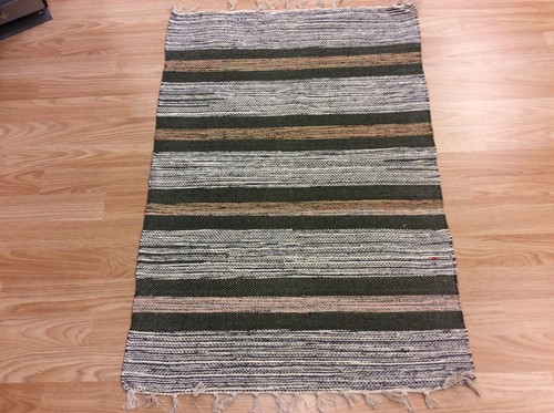Stripes green beige handloomed - stripes,