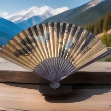 Large Vintage Chinese Fan. Handmade & Painted Birds & Flowers 170 X 100cm Old/Old