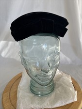 Vintage 50's Black Velvet Peekaboo, Fascinator Hat Wide Flat Front Bow
