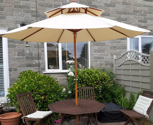 Wooden garden parasol outdoor - wooden,