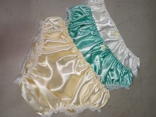 SISSY~ADULT BABY~MAIDS~UNISEX~TV/CD 3 PACK SILKY SATIN & LACE BIKINI PANTIES