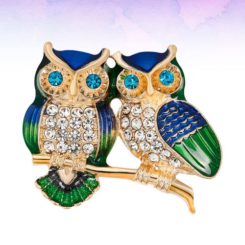 Alloy crystal owl brooch pin - crystal,