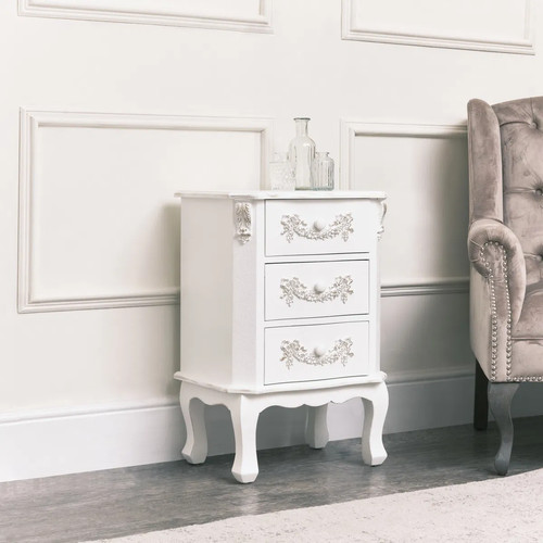 Ornate white french - ornate, bedside